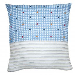 Triangles & Stripes Pillow Cover - Blue